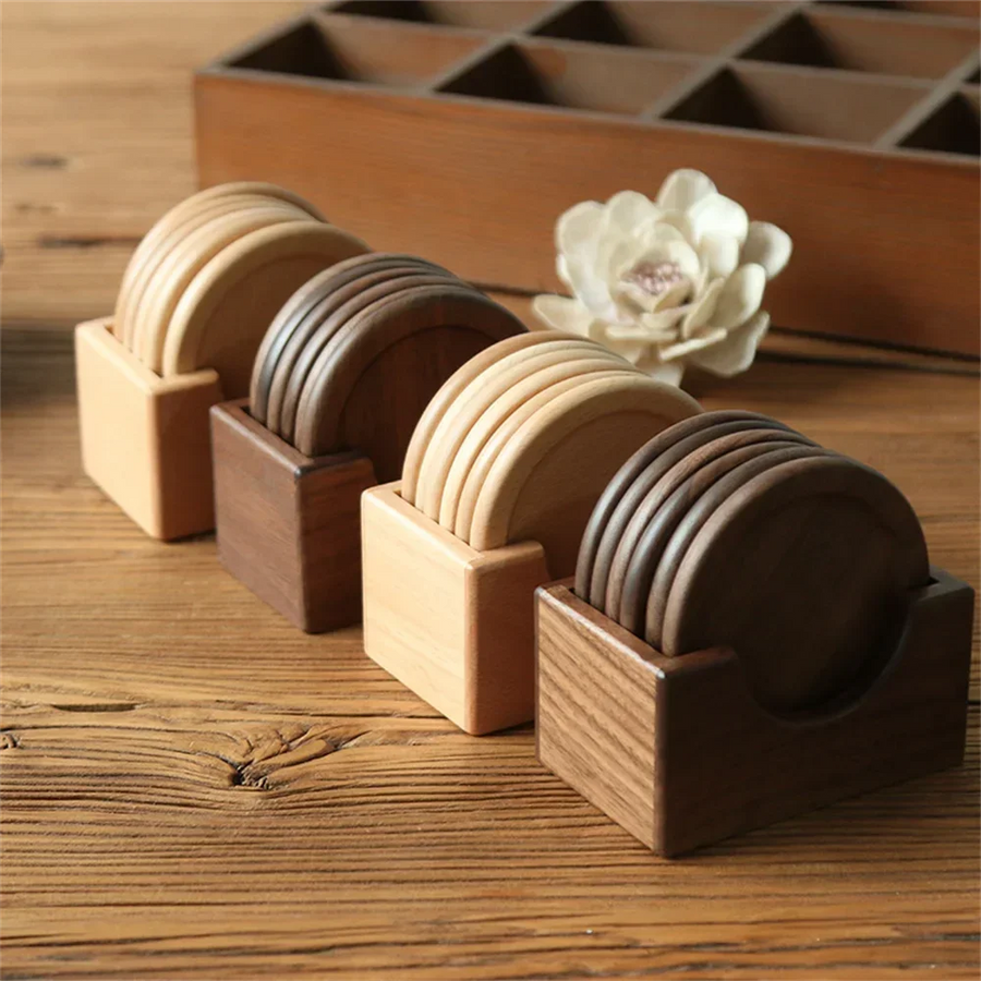 Sleepwyn Walnut Wood Coasters (6 Pcs)