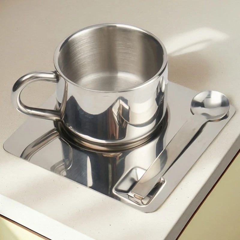 Sleepwyn Stainless Steel Teacup & Saucer Set