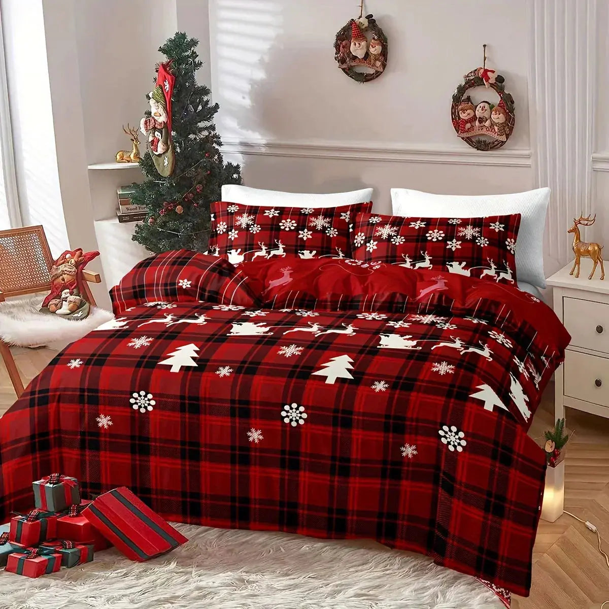 Sleepwyn Christmas Checkered Elk Duvet Set (3pcs)