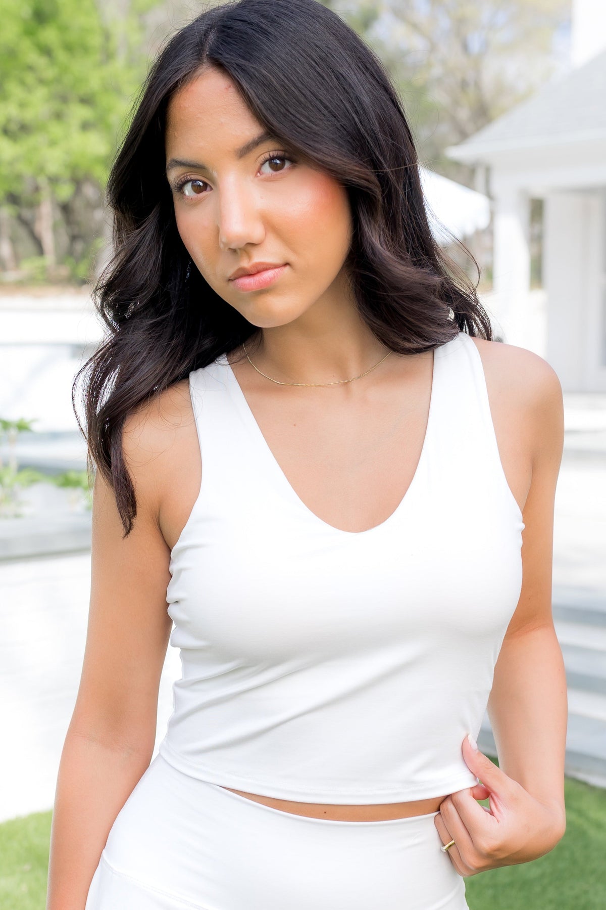 Bamboo Flex Bra Tank in Snow