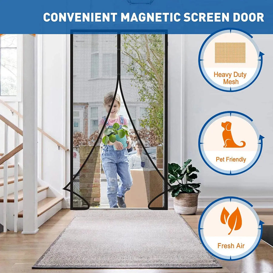 Sleepwyn Auto Close Screen Door Mesh with Magnets
