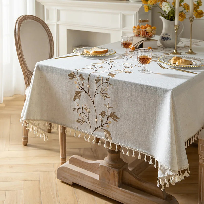Sleepwyn Linen Style Embroidered Tablecloth