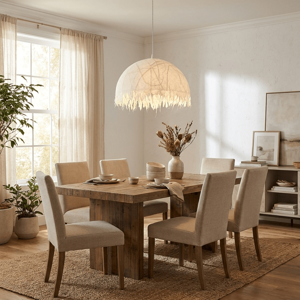 Serelle Fringed Mulberry Silk Pendant Light
