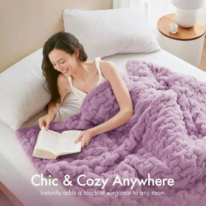Sleepwyn Ruched Faux Fur Cozy Throw Blanket