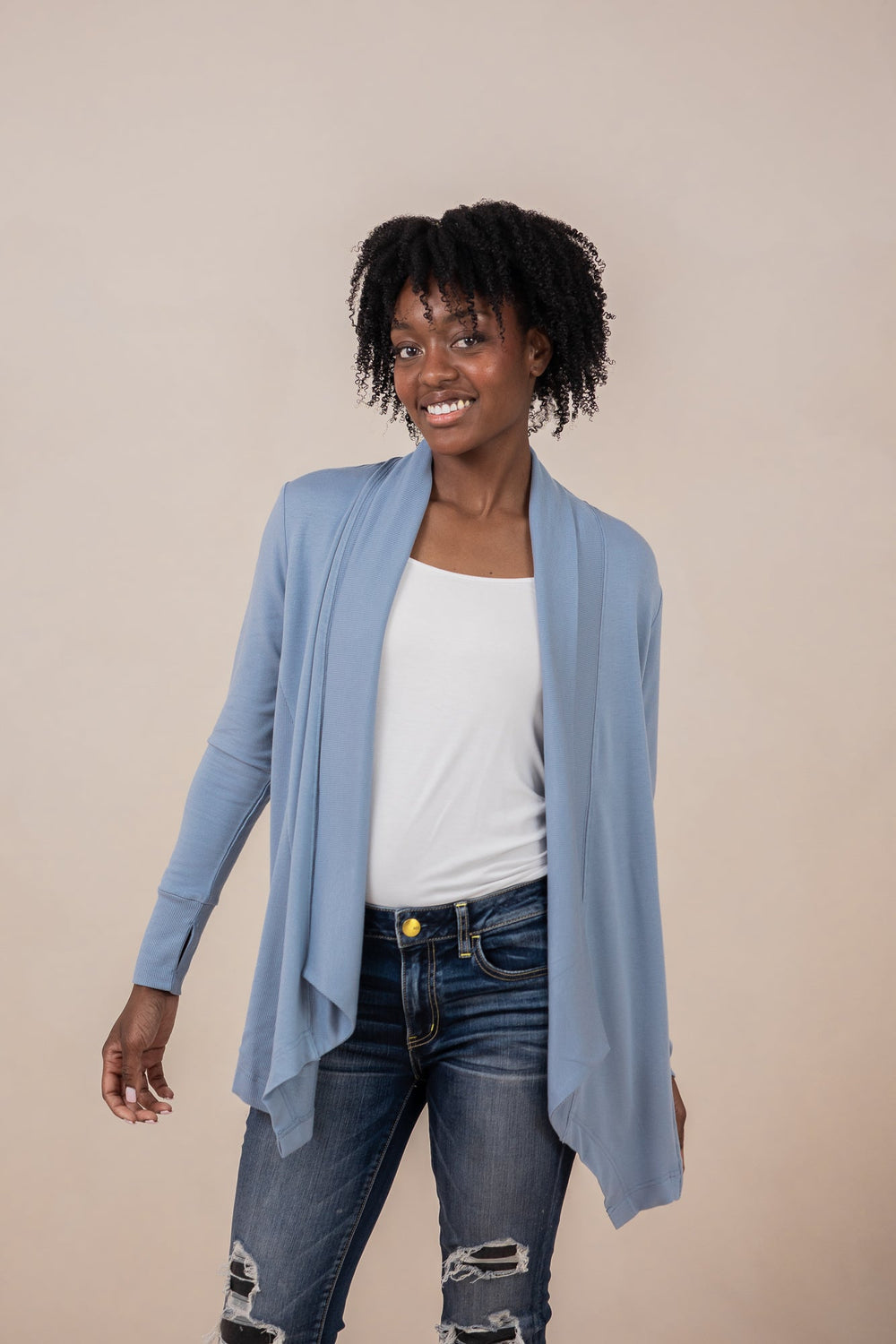Women's French Terry Wrap Top in Slate