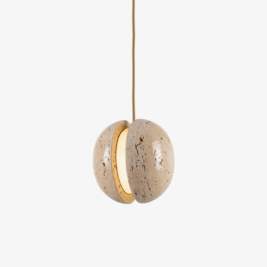 Sliced Travertine Globe Pendant Lamp