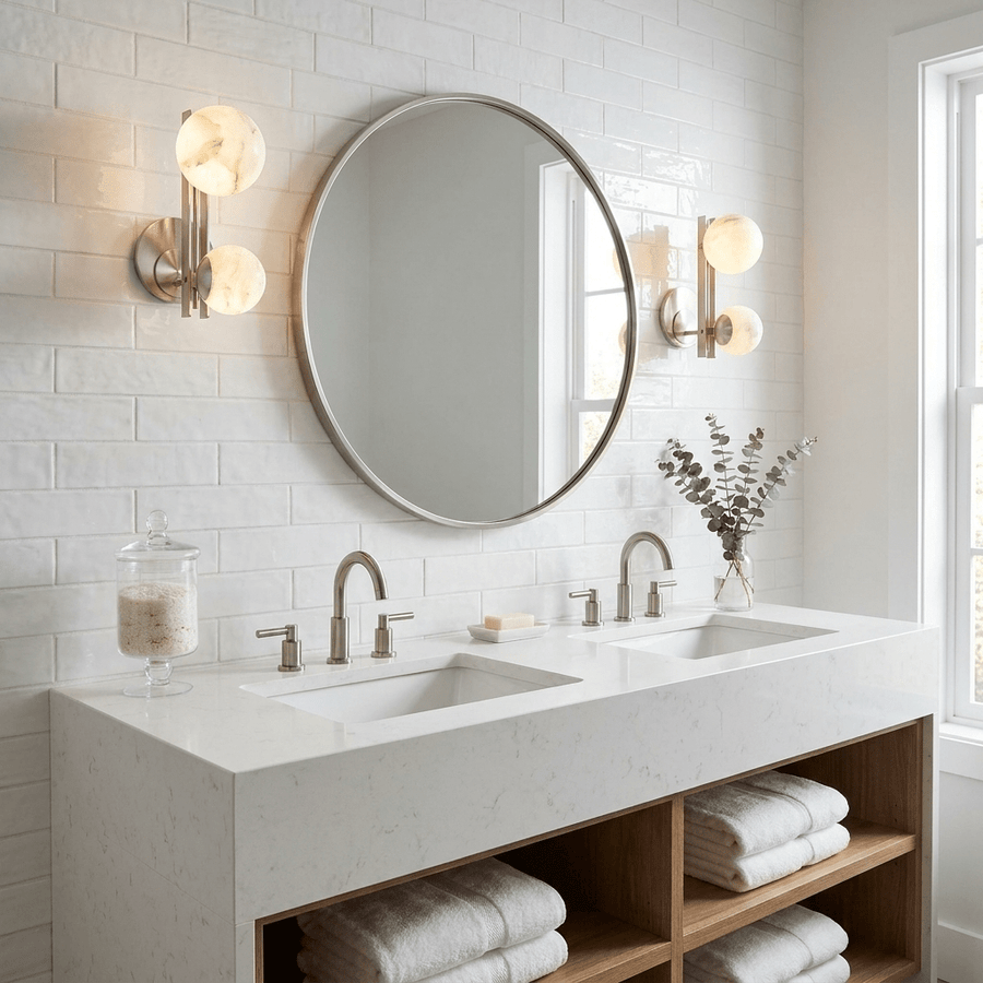 Spanish Alabaster Double Globe Wall Sconce