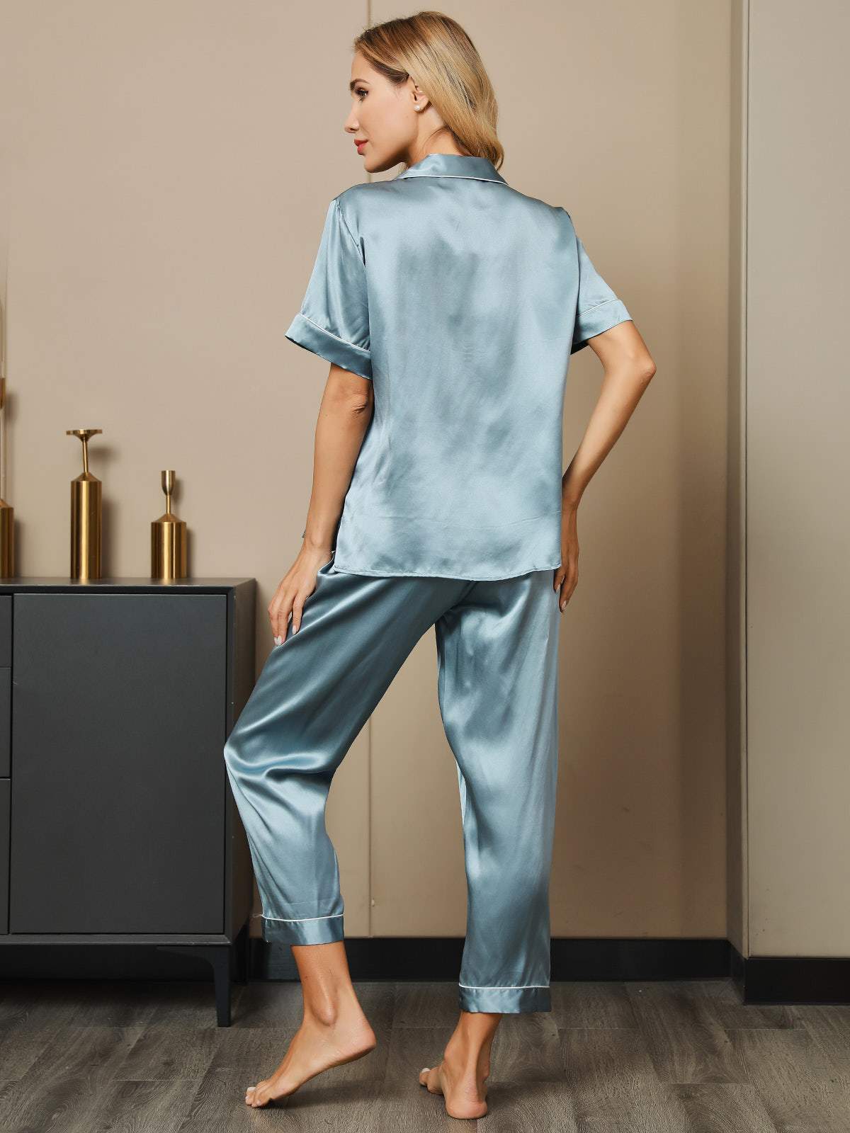 Clearance - 100% Mulberry Silk Short Sleeve Pajamas Set