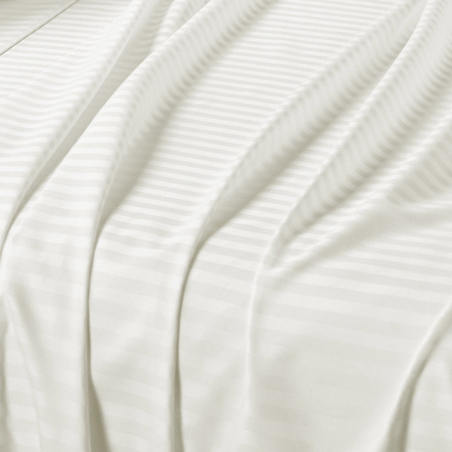 King Flat Sheet 110 X 102 Inches - Damask Stripe 100% Egyptian Cotton
