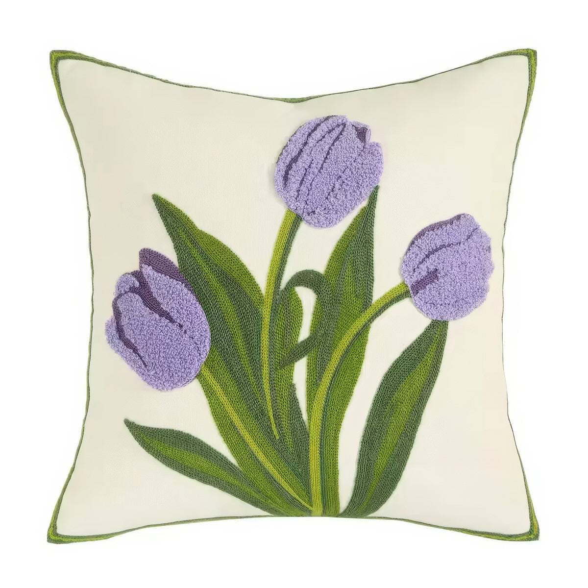 Tulip Garden Embroidered Pillow Cover