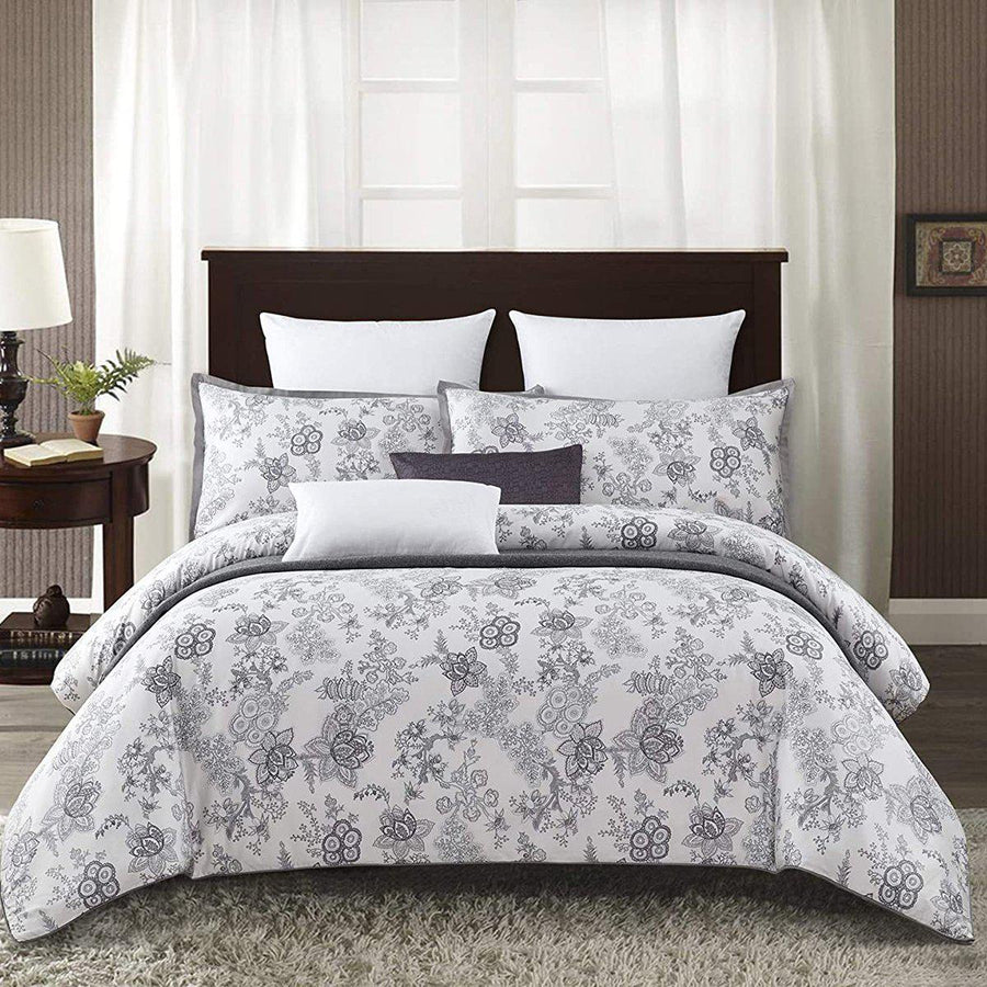 White Lotus 7 Piece Cotton Duvet Cover Set