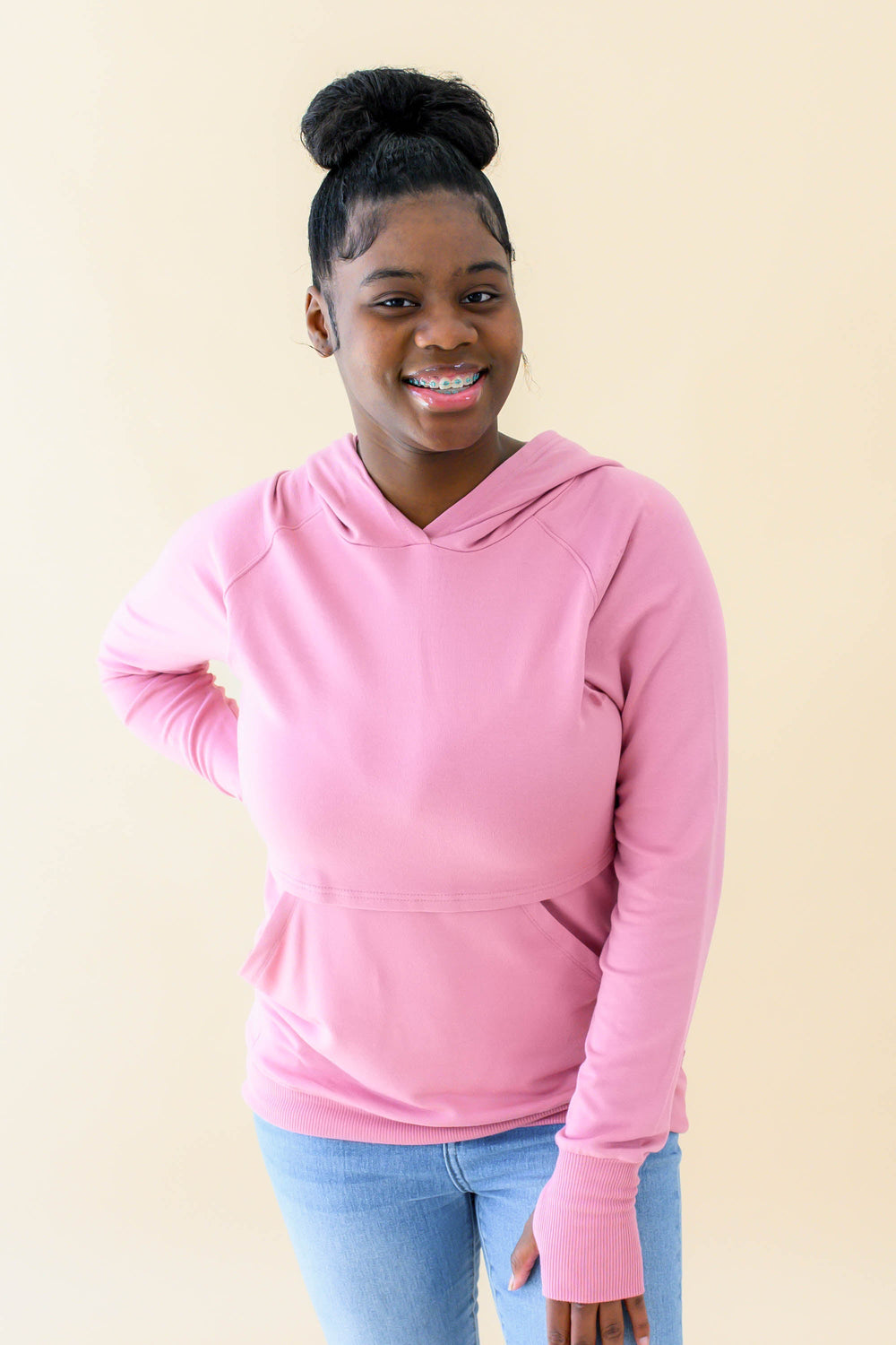 Women's French Terry Nursing Hoodie in Apple Blossom