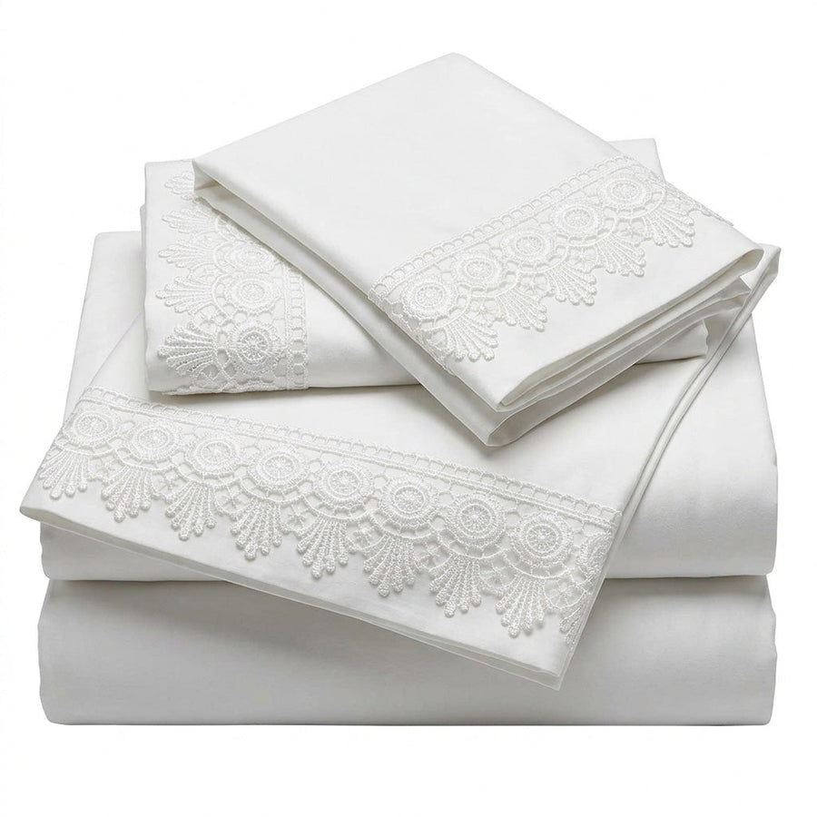 Alejandra Soft Cotton Embroidered Sheet Set - USA