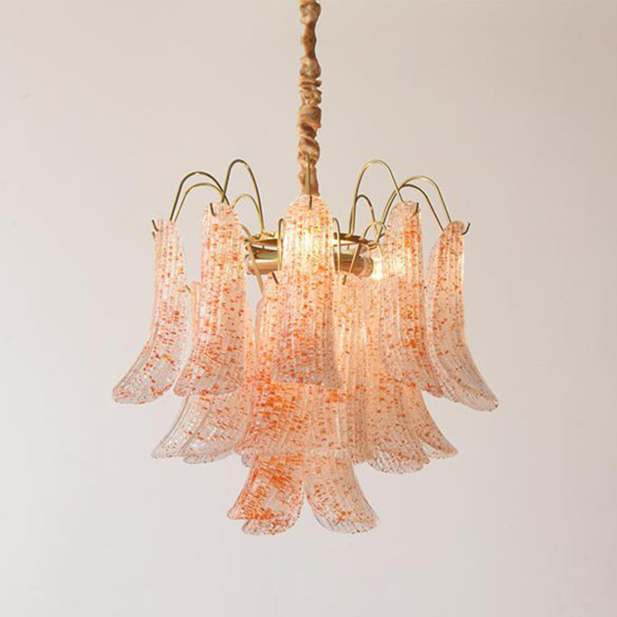 Art Deco Colorful 3 Tiers Glass Leaf Flower Chandelier