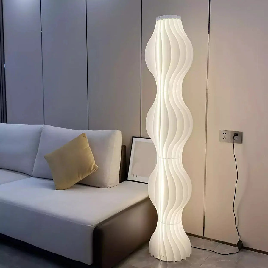 Art Deco Wave Patterned Column Acrylic Floor Lamp