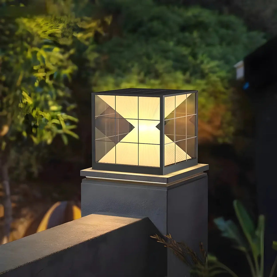 Artistic Cube Hourglass Outdoor Waterproof Solar Pillar Light