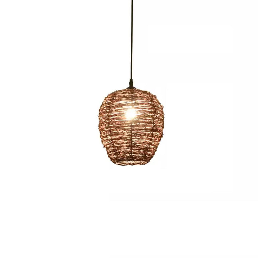 Asian Drum Rattan Pendant Light Adjustable Height