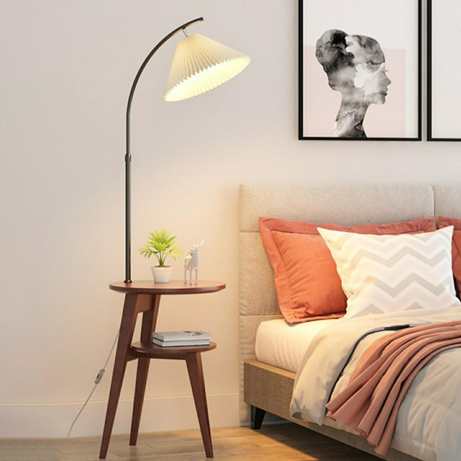 Bedside Adjustable Pleated Side Table Floor Lamp