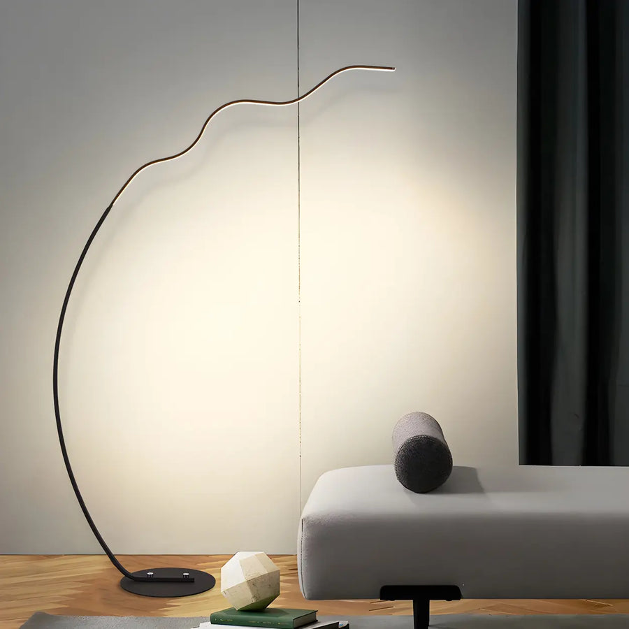 Black Bedside Modern Curved Metal LED Floor Lamp