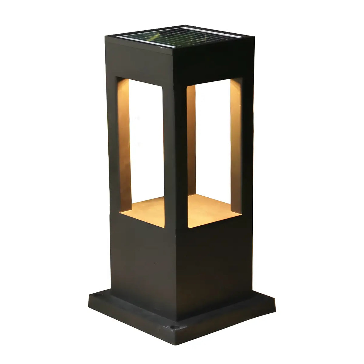 Black Modern Solar LED Black Outdoor Pathway Pillar Post Light