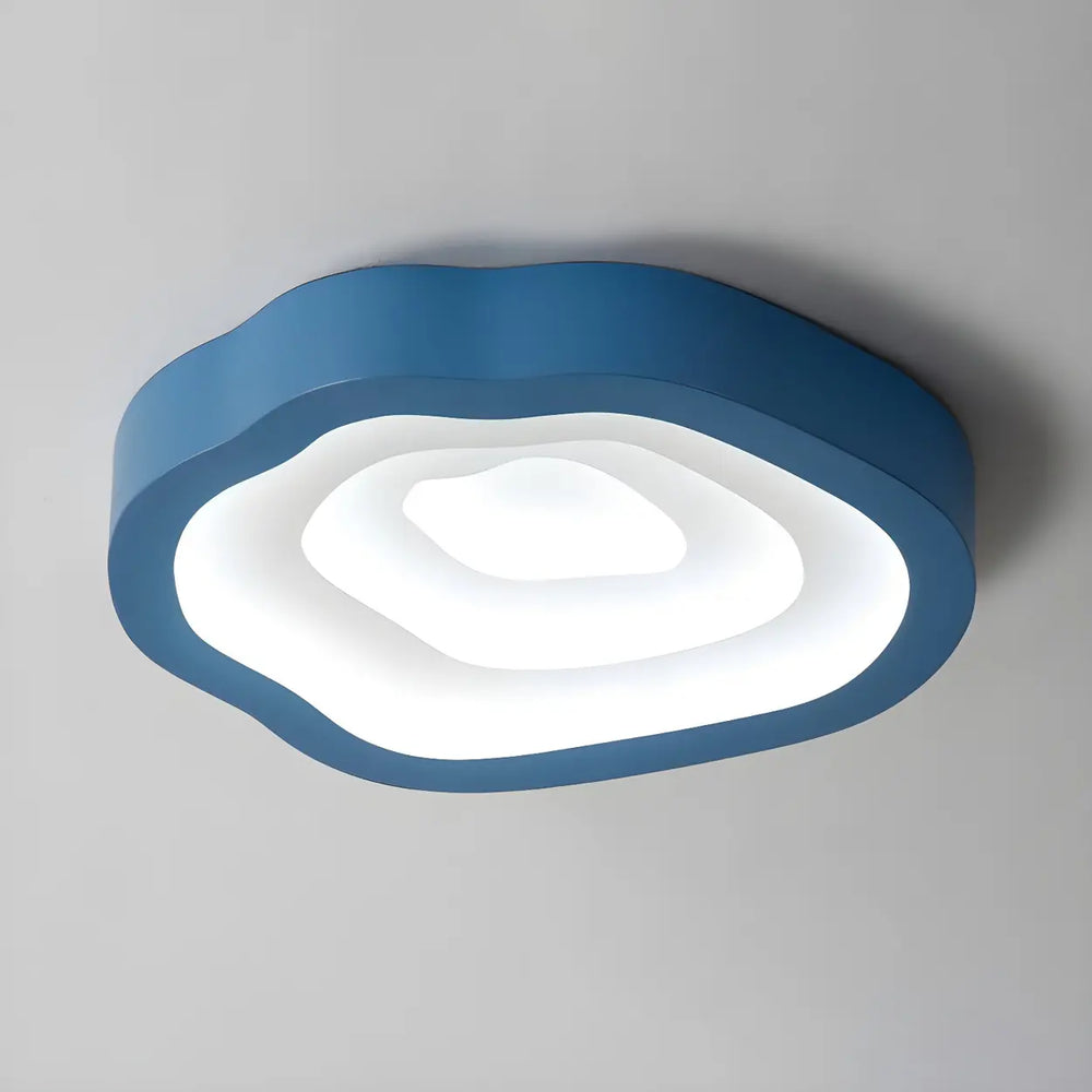 Blue Annual Rings Drum LED Flush Mount Ceiling Light