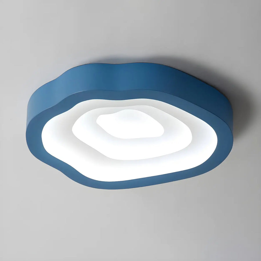 Blue Annual Rings Drum LED Flush Mount Ceiling Light