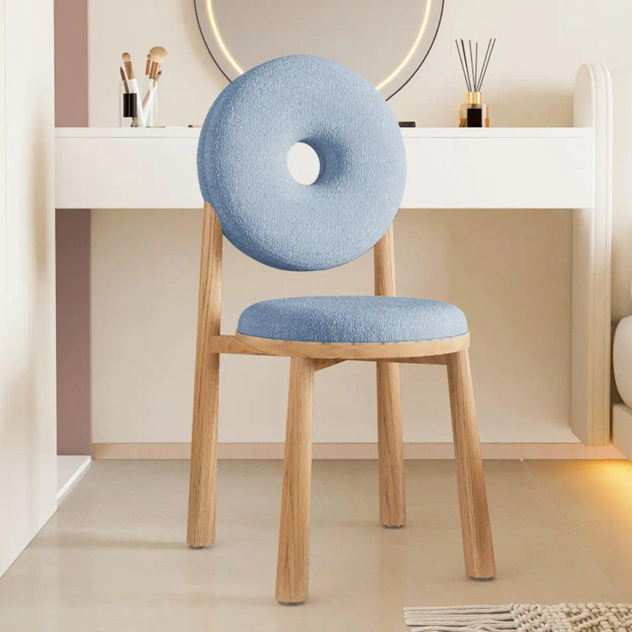 Blue Sherpa Natural Leg High-Back Textured Side Chair