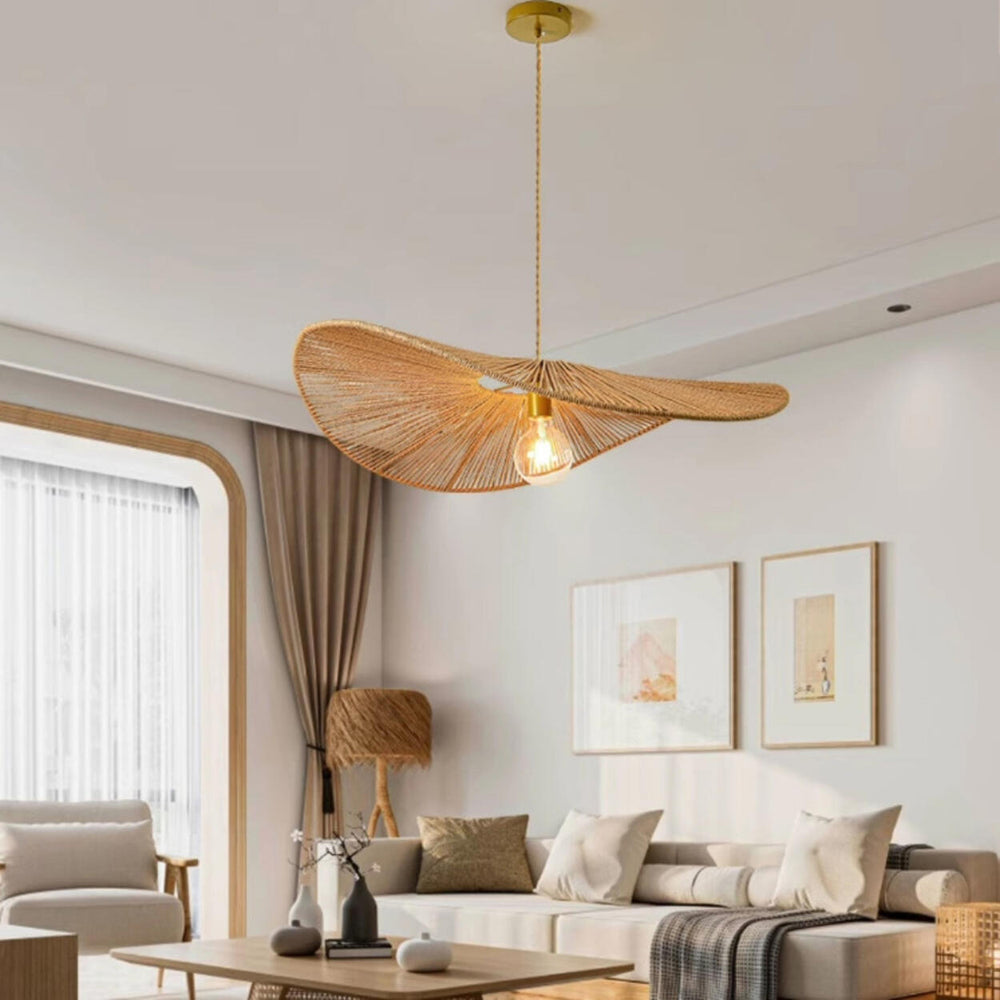 Bohemian Asymmetrical Woven Brown Rope Pendant Light