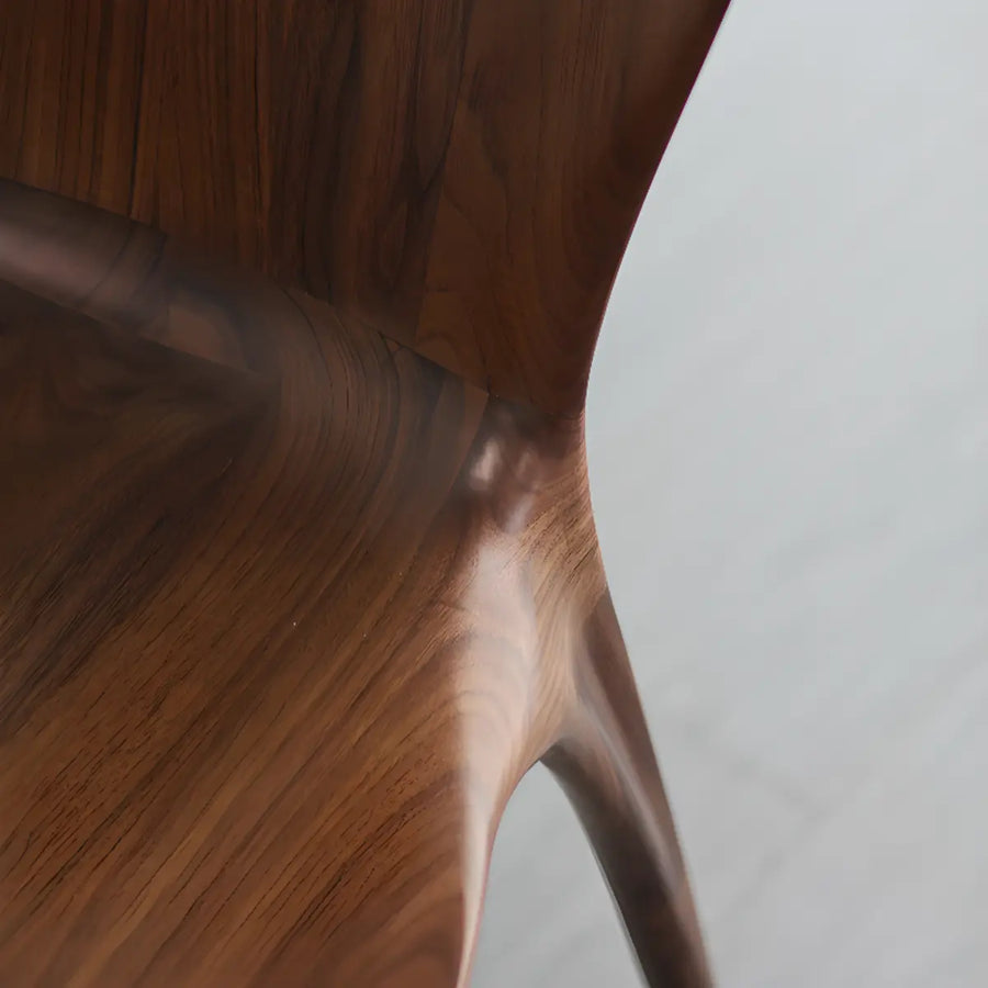Brown Sleek Curved Back Wooden Armless Dining Chair