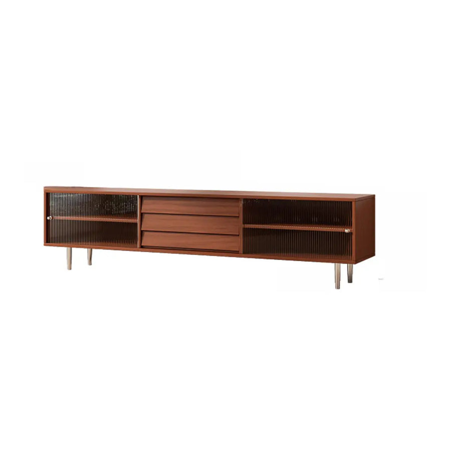 Brown Wood Enclosed Storage TV Stand with Shelves