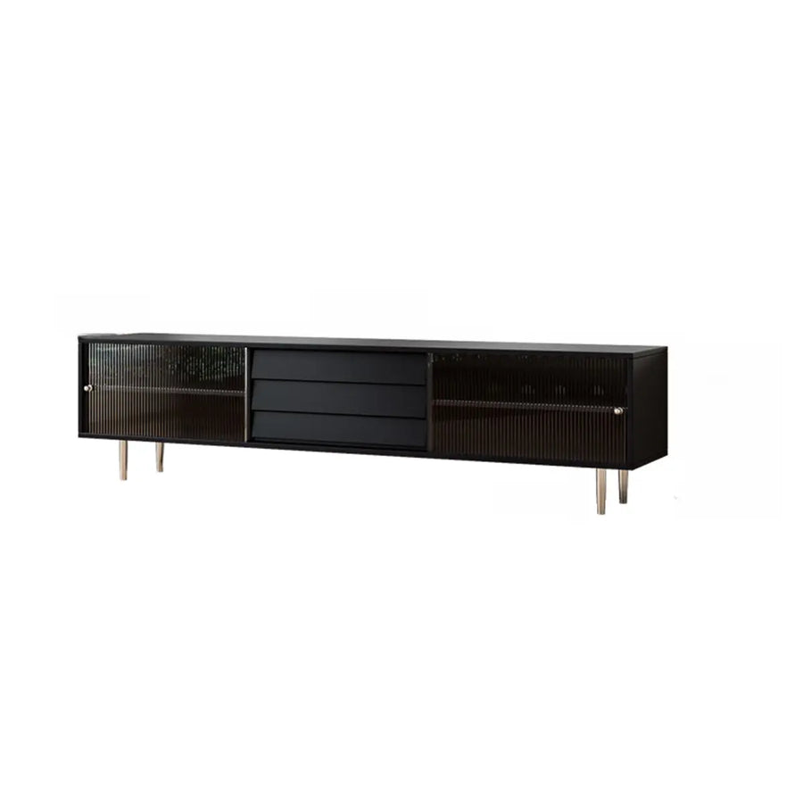 Brown Wood Enclosed Storage TV Stand with Shelves