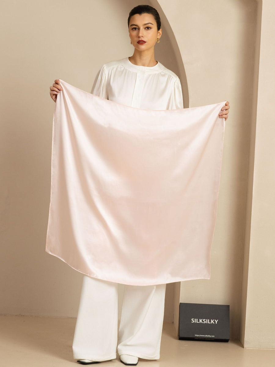 100% Mulberry Silk Classic Elegant Square Scarf - Size 90x90cm