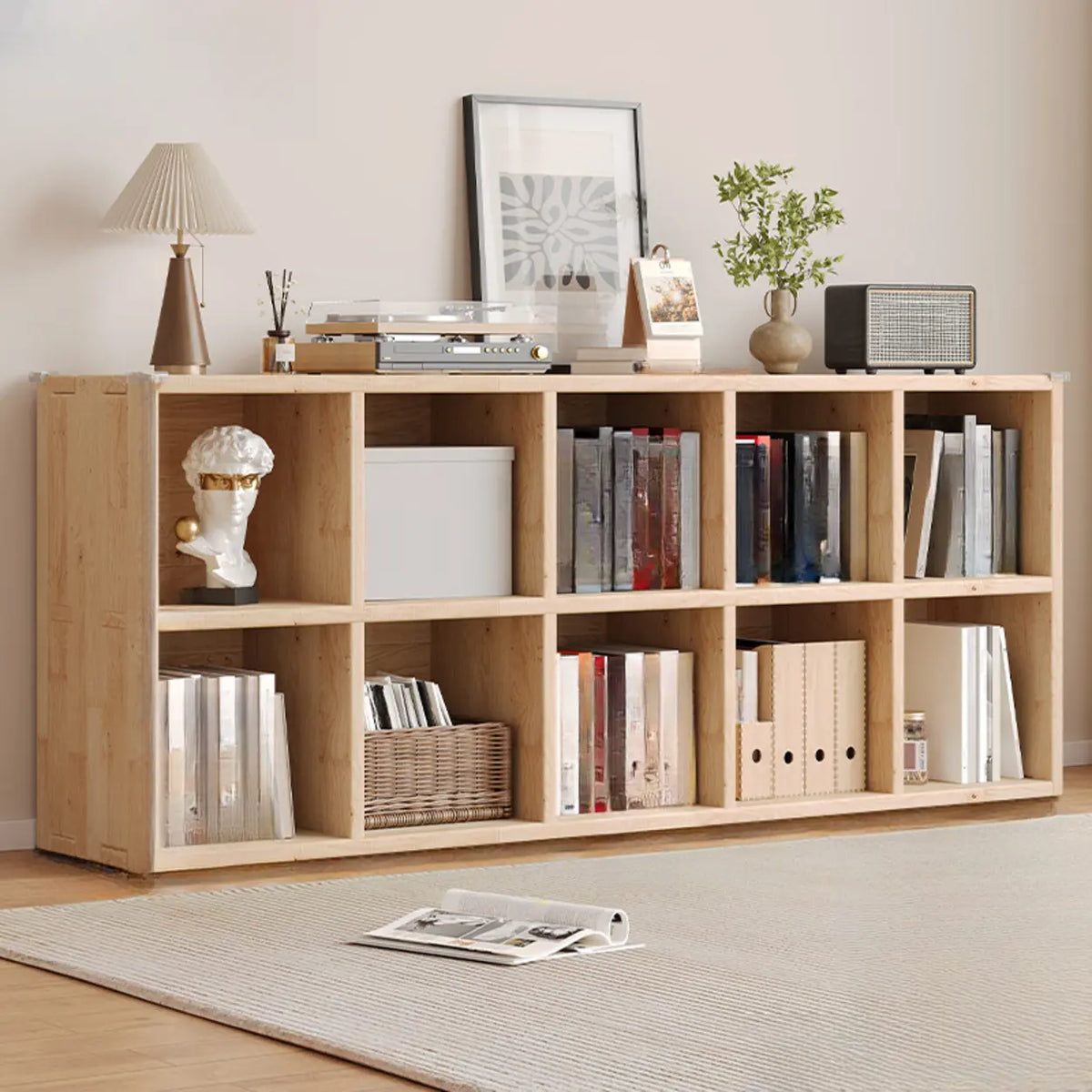 Casual Horizontal Wooden Closed Back Short Bookcase
