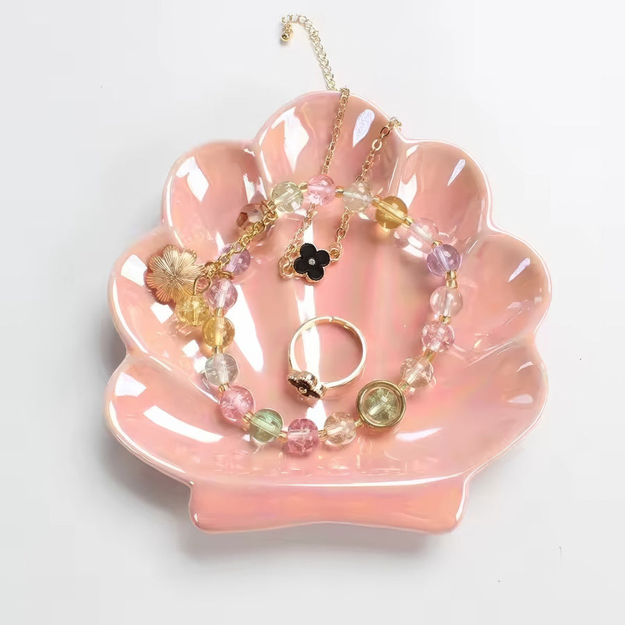 Iridescent Ceramic Seashell Jewelry Tray