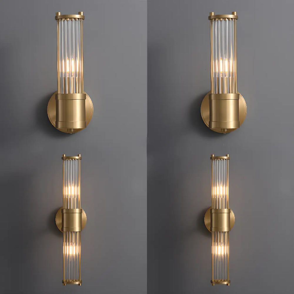 Chrome Finish Modern Glass Cylindrical Vanity Sconce