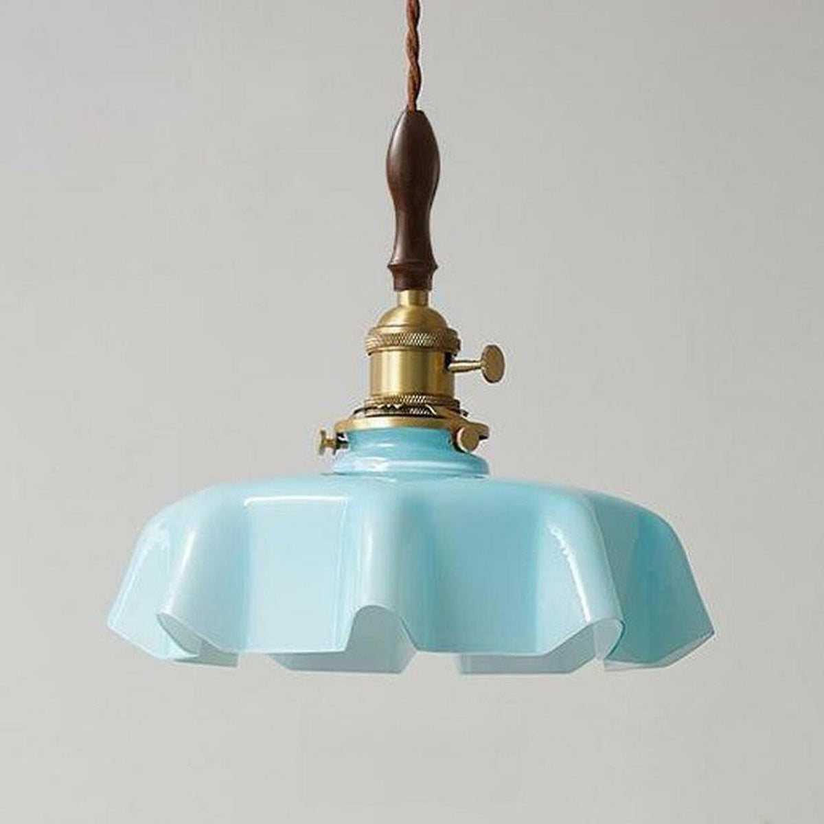 Classic Blue Glass Floral Dining Room Pendant Light