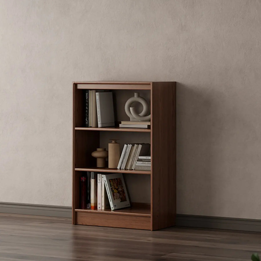 Classic Brown Wood Vertical Bookshelf with Drawers