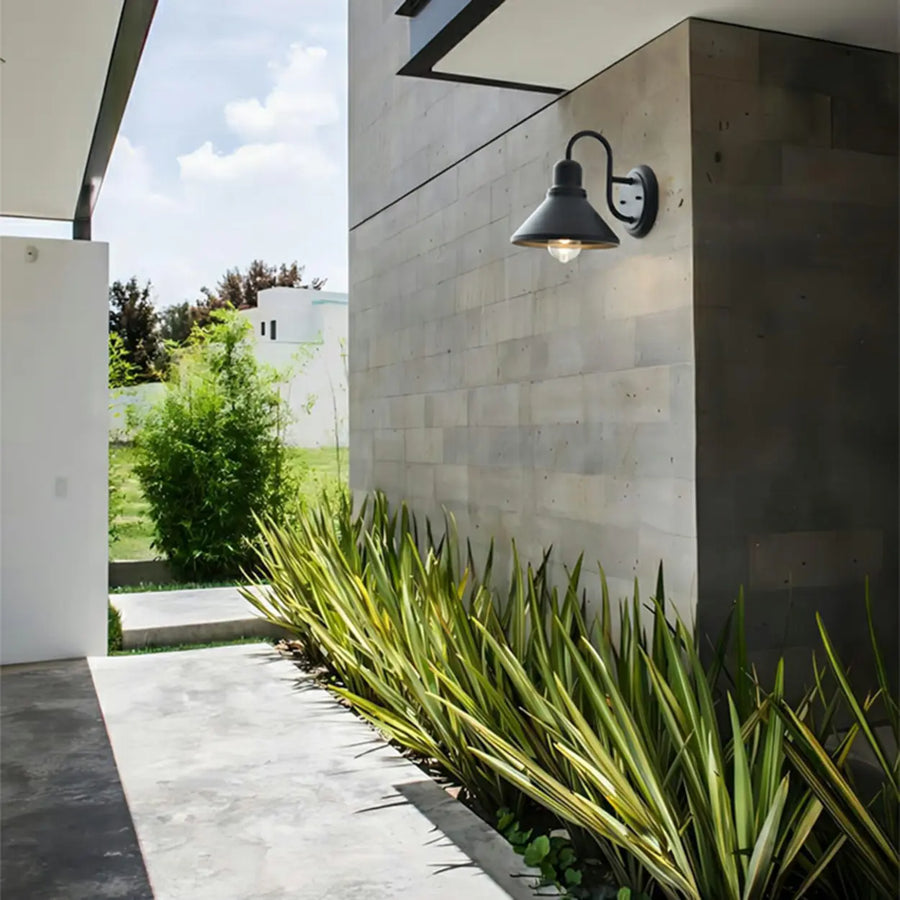 Classic Cone Black Metal External LED Wall Lights