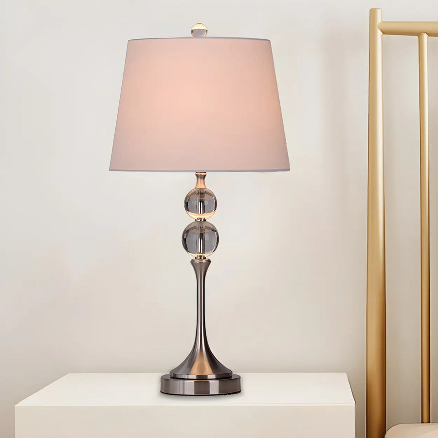 Classic Fabric Bucket Shade Crystal Decor Table Lamp