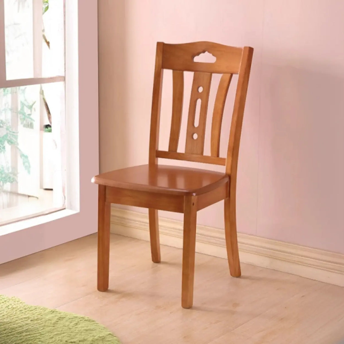 Classic Open Slatted Back Wood Standard Dining Chair