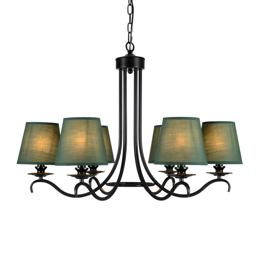 Classic Rustic Fabric Green Round Pendant Chandelier