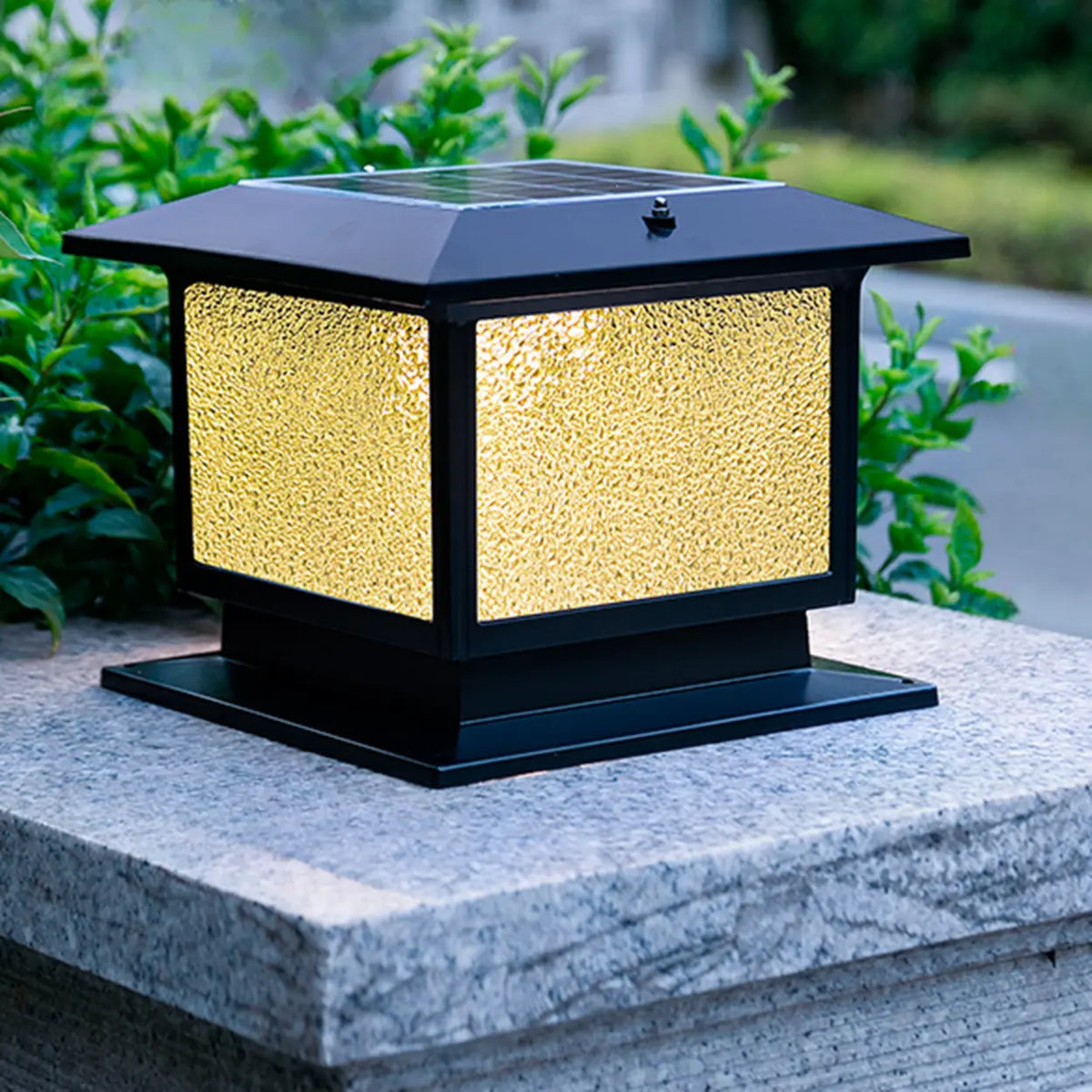 Classic Simple Square Glass Solar Outdoor Table Lamp