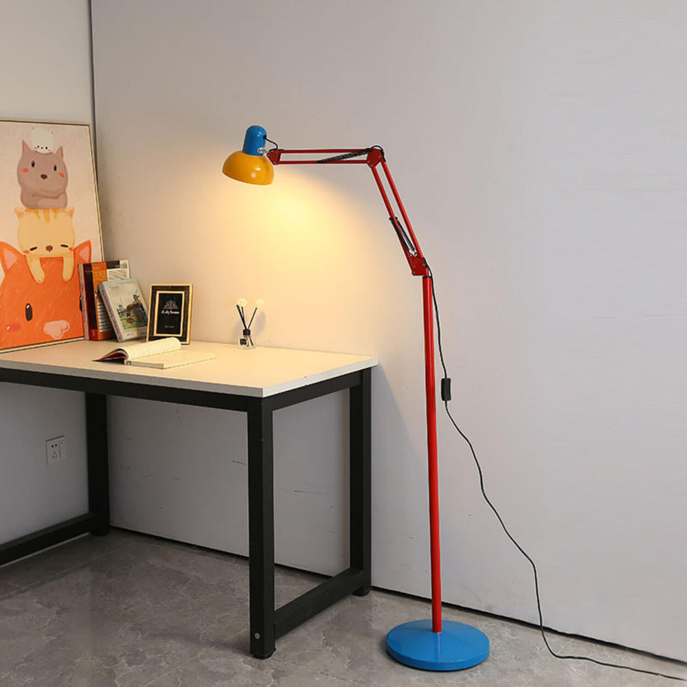 Colorful Modern Adjustable Dome Swing Arm Floor Lamp