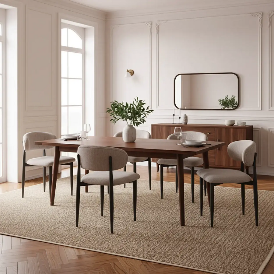 Contemporary Chenille Low Back Armless Dining Chair Set of 2