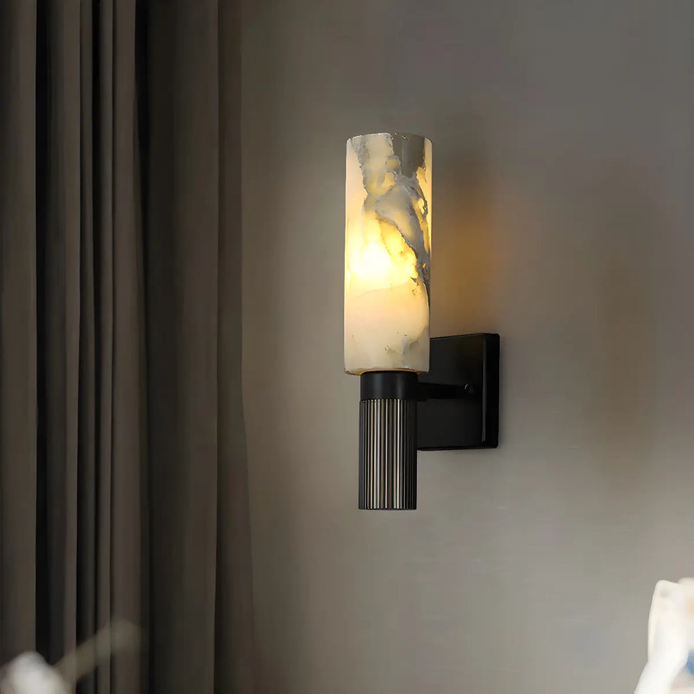 Contemporary Cylinder Marble Alabaster Mini Wall Lamp