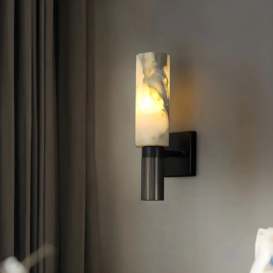 Contemporary Cylinder Marble Alabaster Mini Wall Lamp