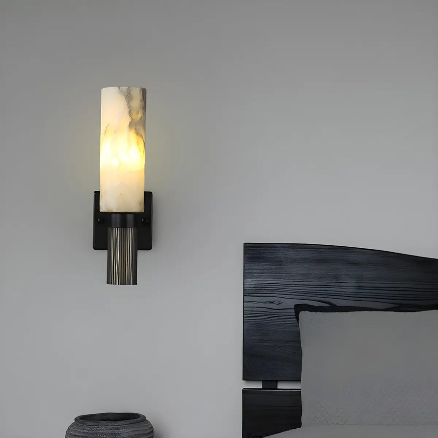 Contemporary Cylinder Marble Alabaster Mini Wall Lamp