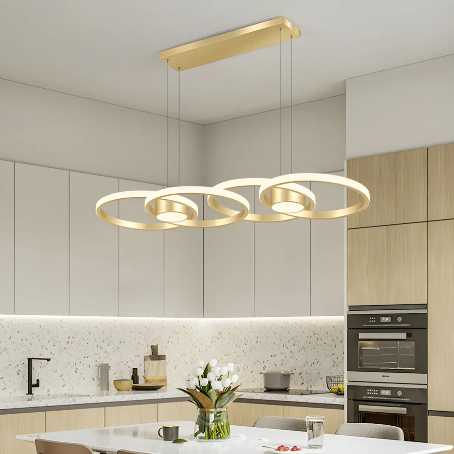 Contemporary Gold Ring Metal LED Dining Room Pendant Light