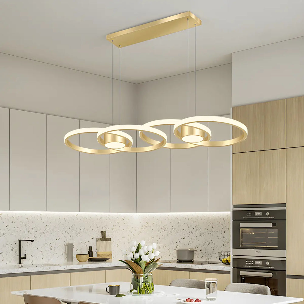 Contemporary Gold Ring Metal LED Dining Room Pendant Light