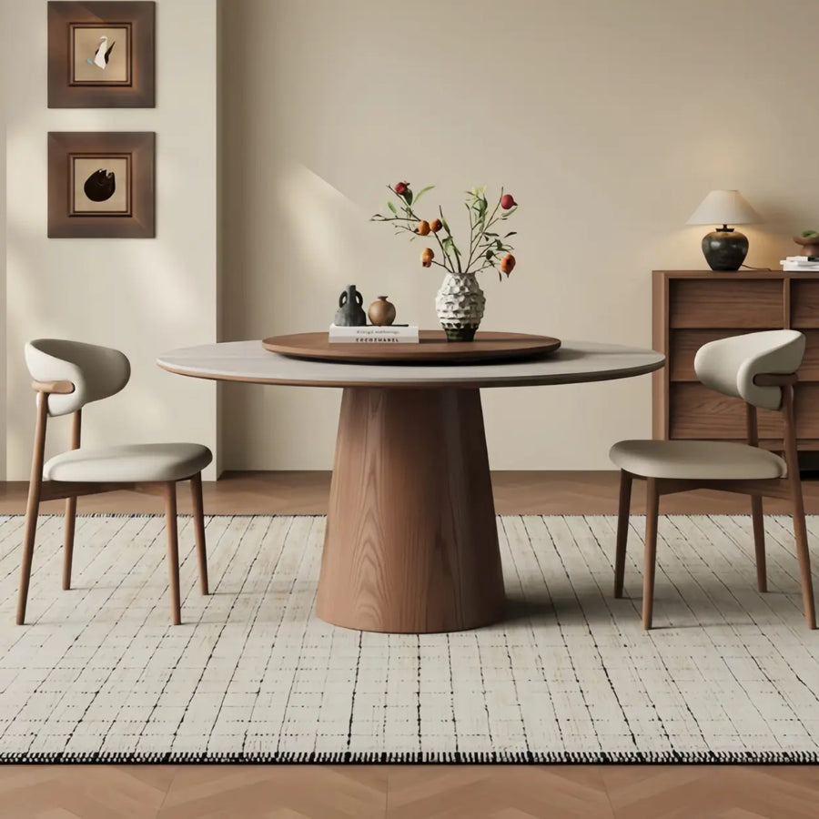 Contemporary Lazy Susan Rotating Tray Round Dining Table